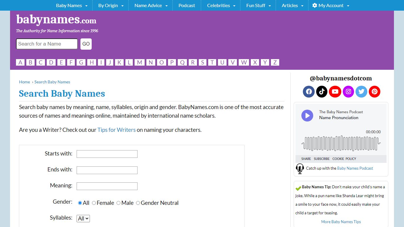 Search Baby Names by Name, Meaning, Origin, Syllables